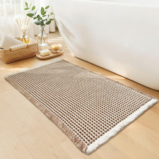 Waffle Bath Mat - Boho Bathroom Rugs Non Slip Washable, Super Absorbent  Quick