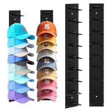 Hat Organizer for Baseball Caps, 2 Pack Black Hat Rack for Wall Hold up to 18...