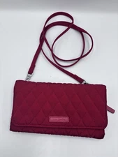 VERA BRADLEY Quilted Red RFID All-in-One Convertible Crossbody Wallet Wristlet