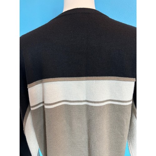 Handsome EUC! Vintage Meister Ski Sweater Pullover Black Khaki Tan L Wool Blend - Picture 5 of 6
