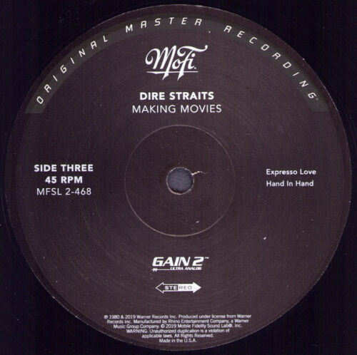 DIRE STRAITS MAKING MOVIES MOFI 2-468 NUMBERED 2019 2LP RELEASE 45rpm - Bild 5 von 6