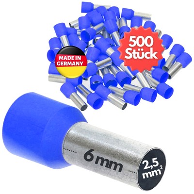 500pcs Kalitec AE2506BL wire end sleeves insulated 2.5mm2 6mm copper PVC end sleeve