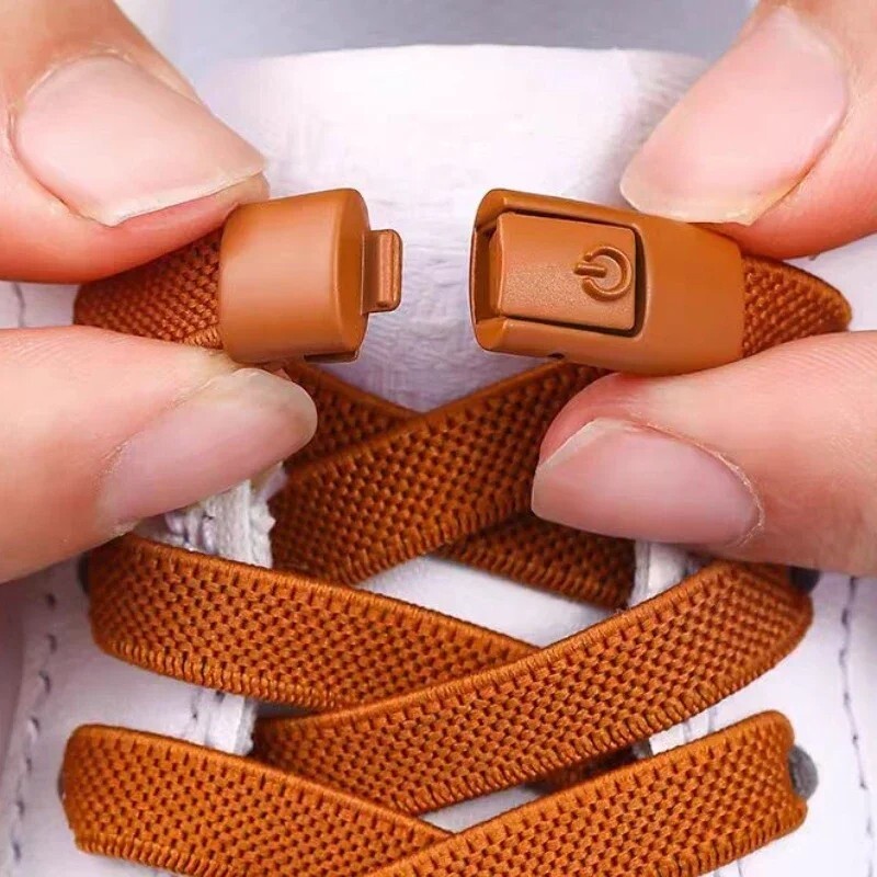 2 Pairs No-Tie Elastic Shoelaces - Press Lock for Kids & Adults