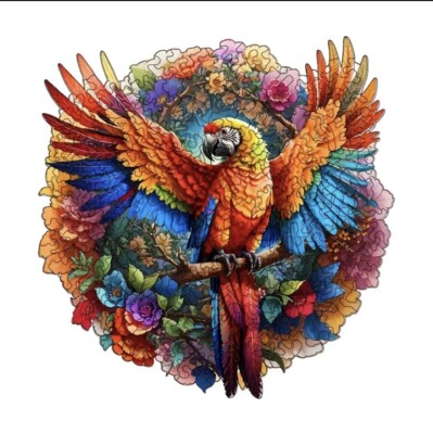 Flower Parrot Wooden animal puzzle for adult Beautiful Gift Package family  game