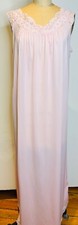 VTG 60'S-70'S MISS ELAINE PRETTY PINK LACE TRIM NIGHTGOWN GOWN NEGLIGEE M/L