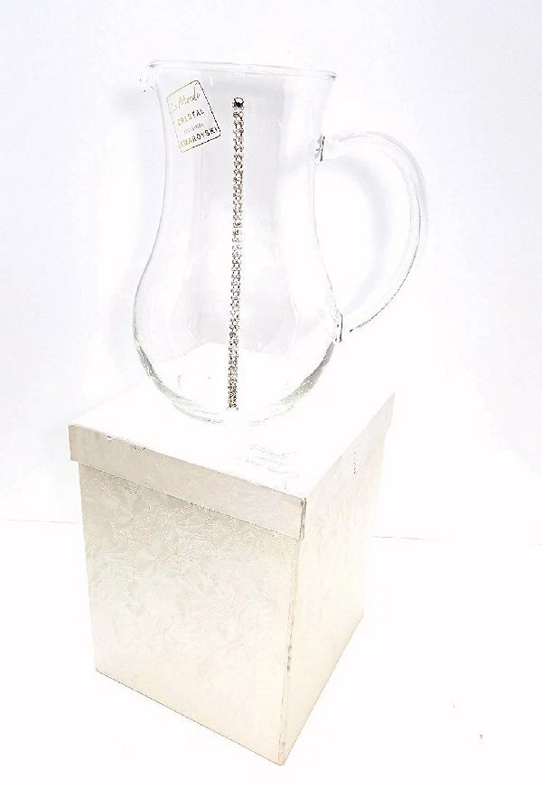 Le Monde Cadeaux Classic Crystal Pitcher Inlaid with Swarovski Crystals 8" Tall - Image 2 of 3