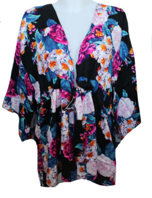DAMEN KLEID STRANDKLEID FREIZEITKLEID BEACH KIMONO 3/4 ARM BUNT MINKPINK XS / S