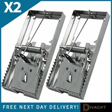 2 x MOUSE CATCHING METAL TRAPS HEAVY DUTY SNAP FOR MOUSE TRAP BAIT PEST CATCHER