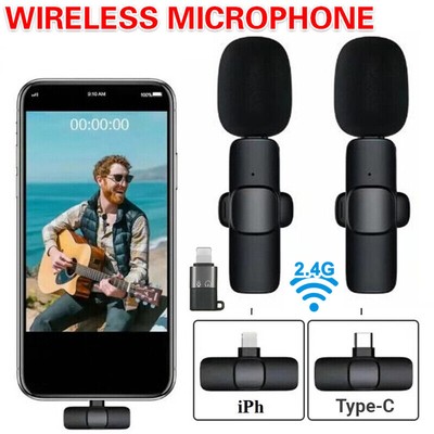 Kabelloses Lavalier-Mikrofon Wireless Mini Steckmikrofon für Android iPhone Neu