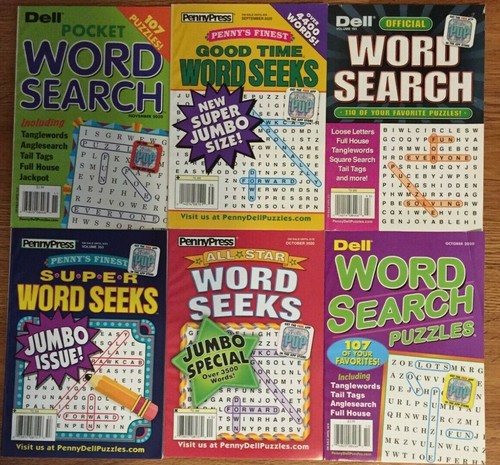 Lot Of 6 Dell Penny Press Word Search Puzzle Books Pocket Finest Good Lot of 6 dell penny press word search puzzle books pocket finest good