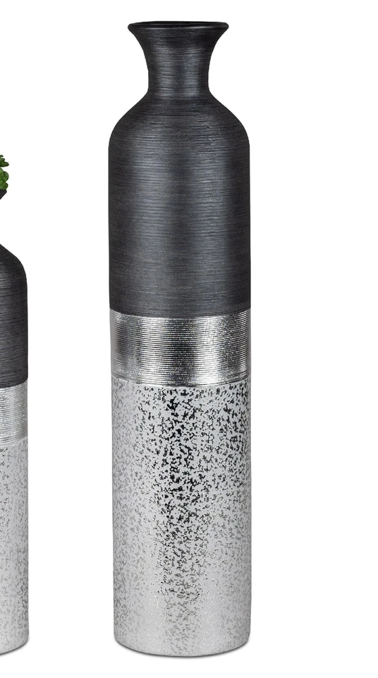 Deko Bodenvase LUXOR rund H. 51cm silber grau aus Keramik Formano