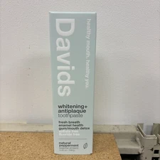 David’s Premium Toothpaste, Whitening + Antiplaque, Natural Peppermint, 5.25oz