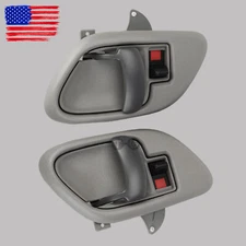 Gray Interior Inside Door Handle w/ Bezel LH & RH Pair Set For Chevy C1500 Truck