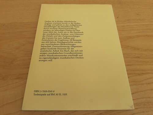 Musikalische Analyse von Diether de LaMotte (1990, Taschenbuch) - Picture 2 of 4