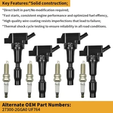 4 Ignition Coil Spark Plug Pack For 2015-2017 Hyundai Sonata 2016 Kia Optima USA