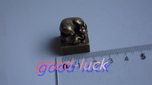 20mm Old Chinese Tibetan Buddhism Copper Mother and Child Beast seal - Picture 2 of 7