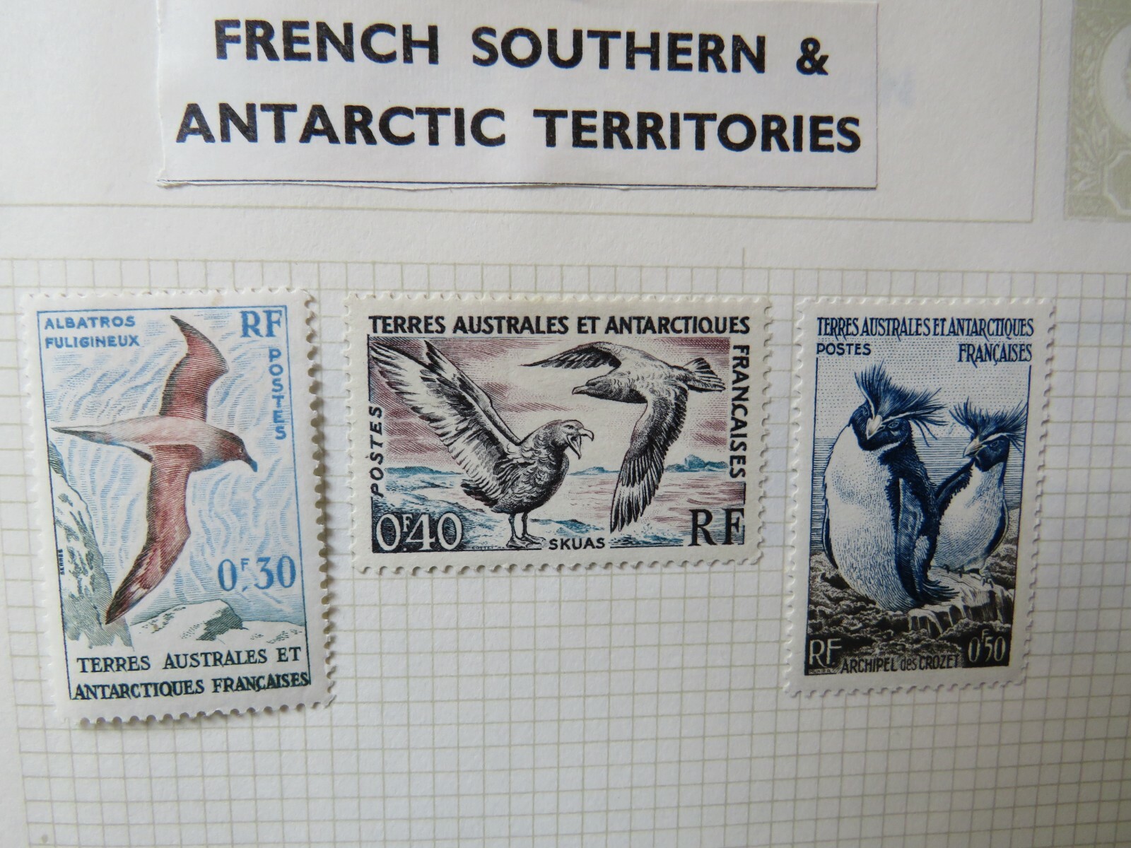 French Southern & Antarctic Territories three bird stamps