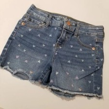 Cat Jack little girl heart print denim shorts size M 8 F20