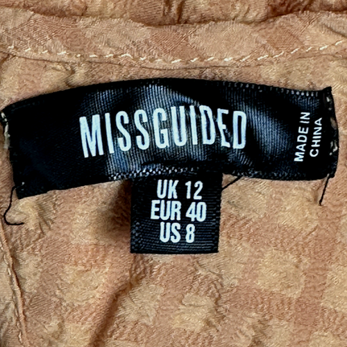 Abito Missguided manica a sbuffo Seersucker aperto schiena gonna a strati tg 8 arancione nuovo senza etichette - Foto 6 di 15