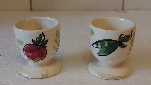 Vintage 60s-2 Porcelain Egg Cups -Vegtable - Foreign Made - Picture 3 of 5
