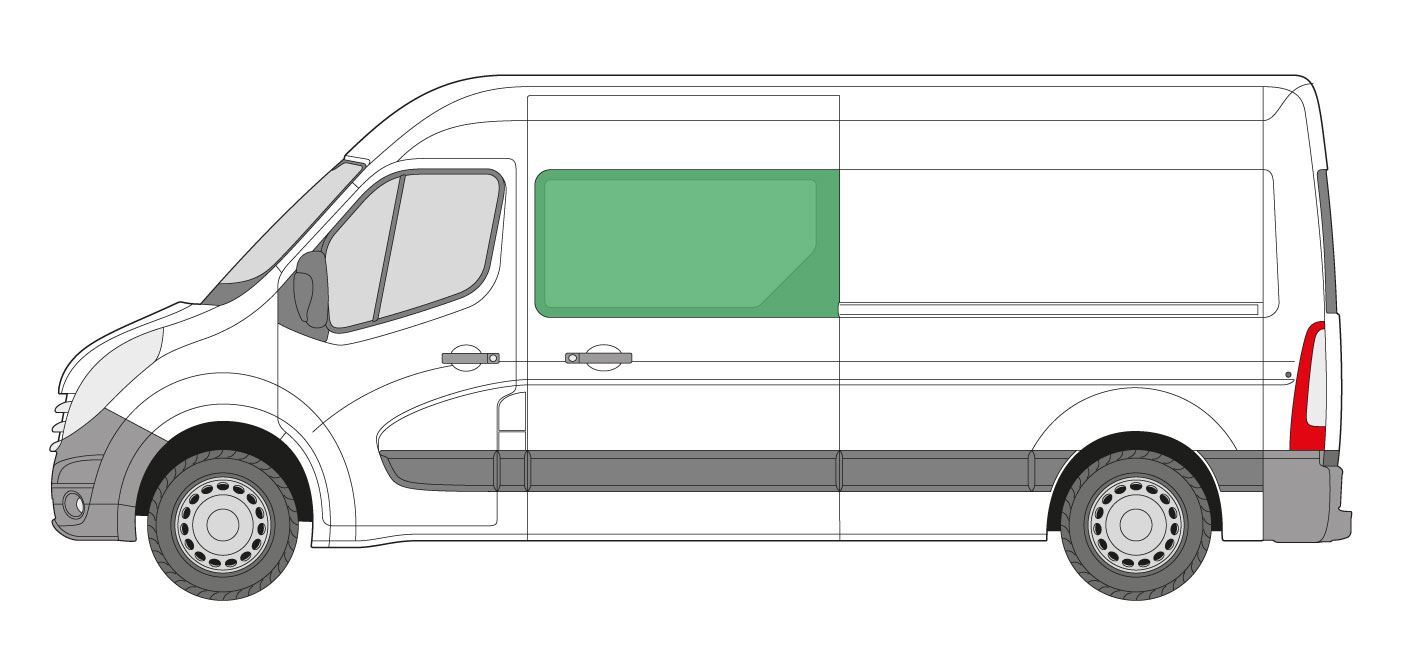 Nearside Left Fixed Window Nissan Interstar 2021-24 MWB / LWB / XLWB Tinted