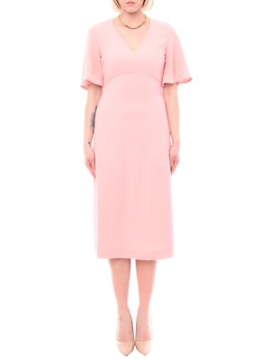 New MARELLA Emme Romantic WHIST Dress-Soft Crepe Cady-V-neck-Pink-Ital 44/US8-10