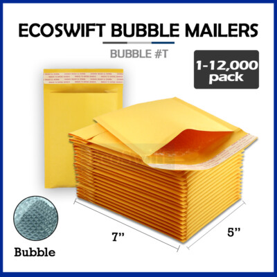 1-12000 #T 5x6 ''EcoSwift'' Kraft Bubble Mailers Padded Shipping Envelopes 5'' x 6''