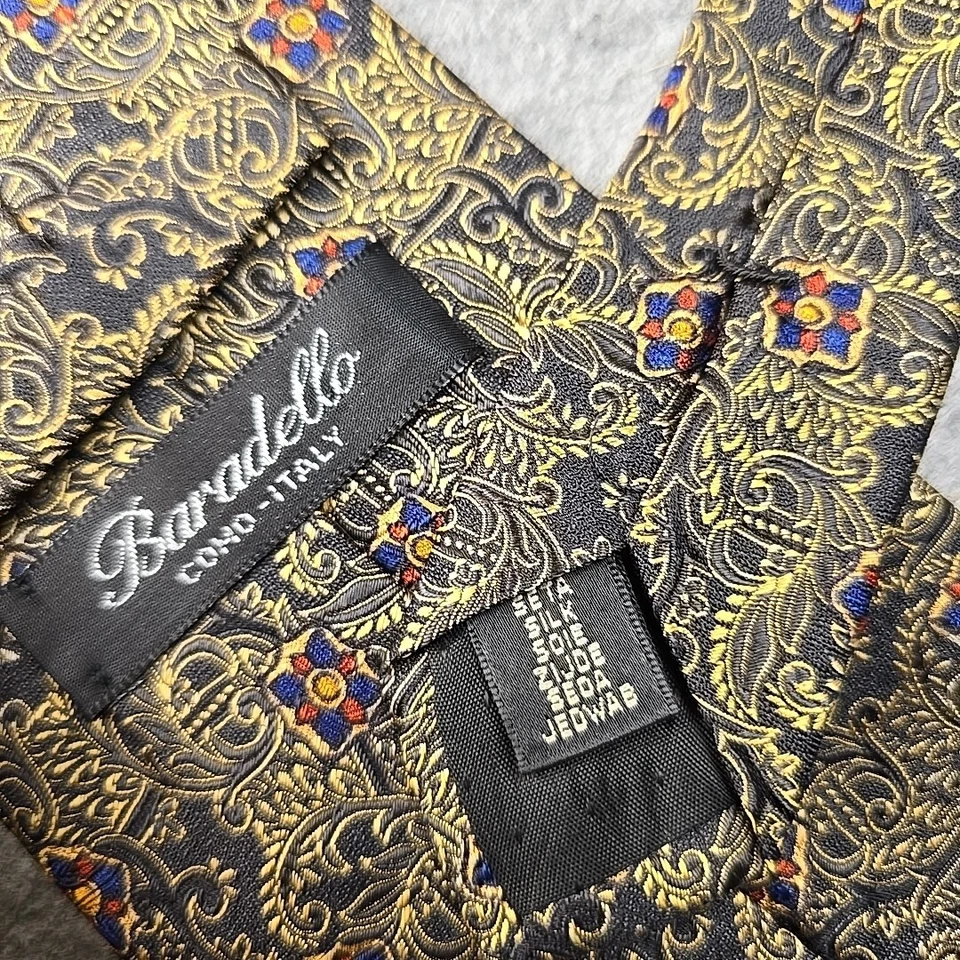 Corbata Baradello Como-Italia Oro Paisley Seda Foto 4 de 4