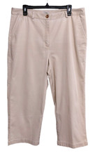L.L. Bean Women's Khaki Pants Beige Cropped Inseam 22.5" Cotton Blend Size 16R