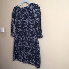 White Stuff Uk 10 Navy Raised Velvet Style Detail Elbow Sleeve Smart Casual