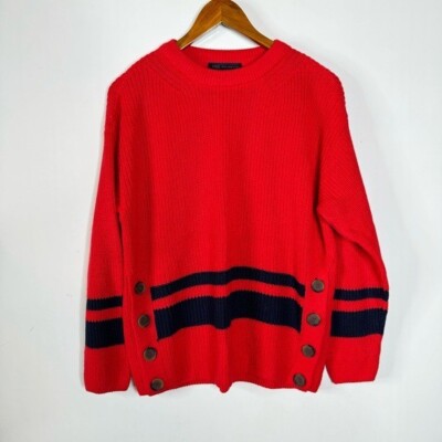 M&S Collection Red and Black Crewneck Sweater Size Medium