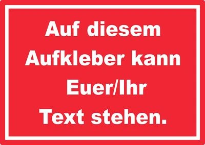 HB-DRUCK Aufkleber mit Wunschtext waagerecht Text weiss Hintergrund rot