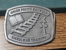 VINTAGE UNION PACIFIC RAILROAD SIGNALMAN TRAINING BELT BUCKLE