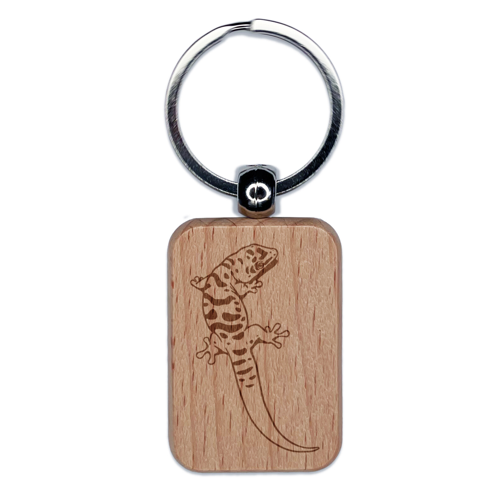 Giant Day Gecko Lizard Engraved Wooden Keychain Charm Gift