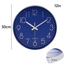 Round Wall Clock Bedroom Kitchen Clocks Quartz Sweep Movement Silent Non Ticking