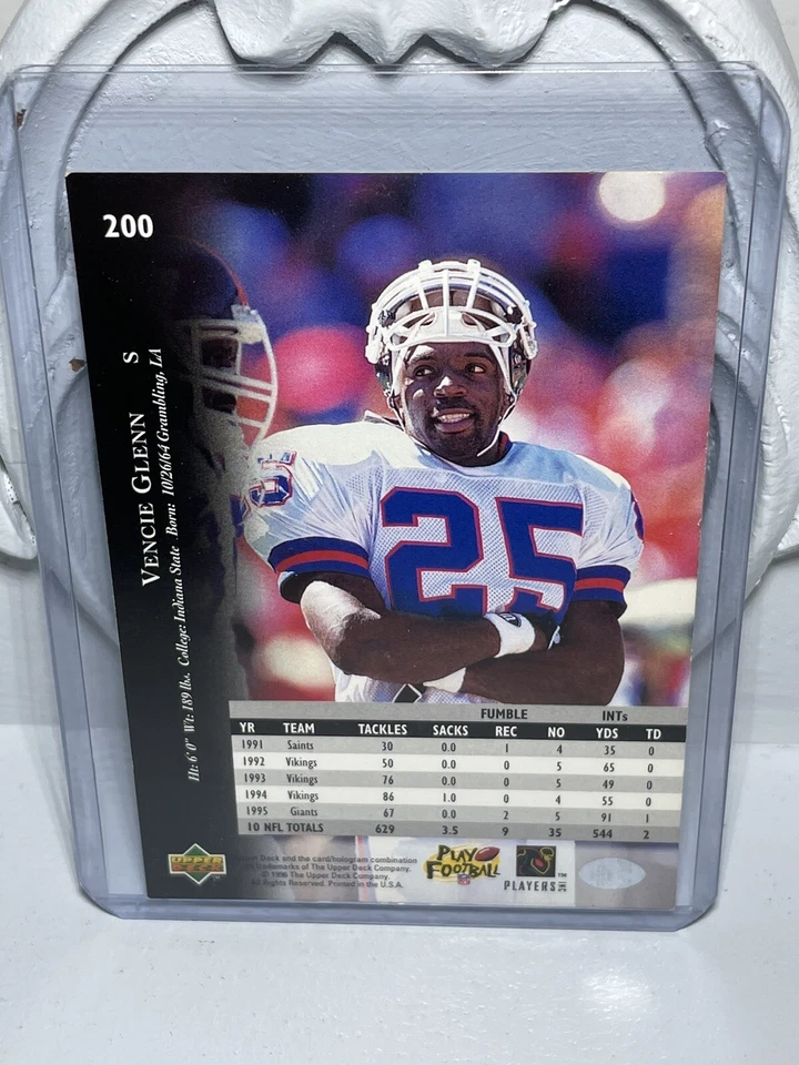 1996 Upper Deck Silver #200 Vencie Glenn New York Giants - Image 2 of 2