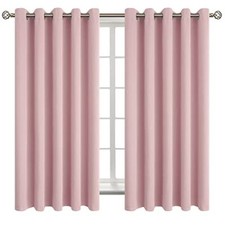 Room Darkening Curtains 63 Inches Long - 70"W x 63"L Pack of 2 Baby Pink