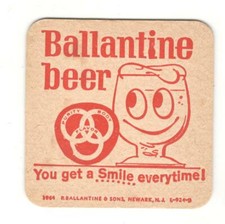 VINTAGE 1964 BALLANTINE BEER COASTER Glass To...