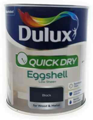 Dulux schnelltrocknender Eierschalenlack für Holz Metall schwarz 750 ml