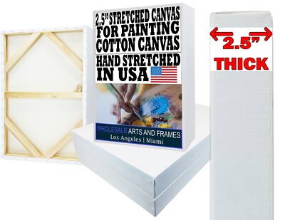 2-1/2'' Extra Deep Artist Stretched Cotton Canvas. Many Sizes USA Made - on SALE