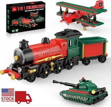 Train Set for Kids, Steam Train, Tank ,Airplane 371 Pieces