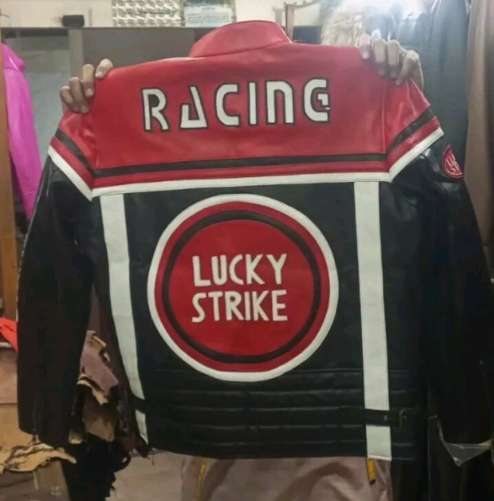 Men's Vintage Lucky Strike Racing Motorcycle Sheep Leather Men's Vintage Lucky Strike Racing Motorcycle Sheep Leather