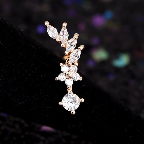Gem Crystal Ear Cartilage Helix Ring Bar Stud Ear Cuff Climber Piercing Earring - Picture 147 of 268