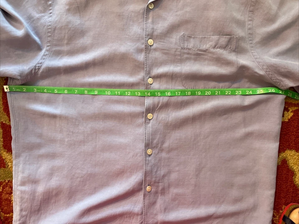 Daniel Cremieux Men Shirt XL Button Silk/Linen Blend Short Sleeve Pocket Blue - Image 4 of 4
