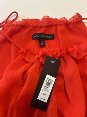 NWT!! Banana Republic RT$159 Red Georgette/Crepe Ruffled Halter Mini Dress  Small | eBay