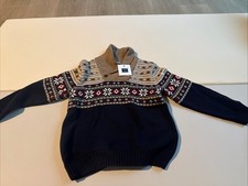 NWT Janie And Jack Sweater Blue Pattern Knitted Long Sleeve Size 4 Free Ship