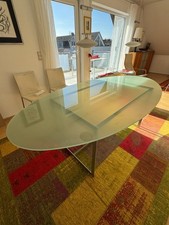 Design-Esstisch Designertisch Küchentisch Glastisch Speisetisch Edelstahlgestell