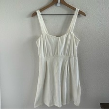Others Follow White Textured Neutral Dress Smocked Back Adjustable Straps Small