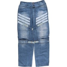 Used Marithe Francois Girbaud men's straight-leg denim pants with tape size W35