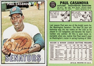 1967 Topps Baseball Card #115 Paul Casanova